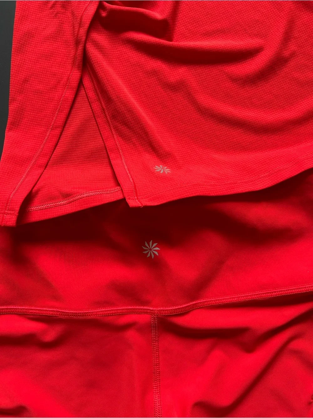 Athleta Red Grid Knit Tank + Shorts Set, Size M